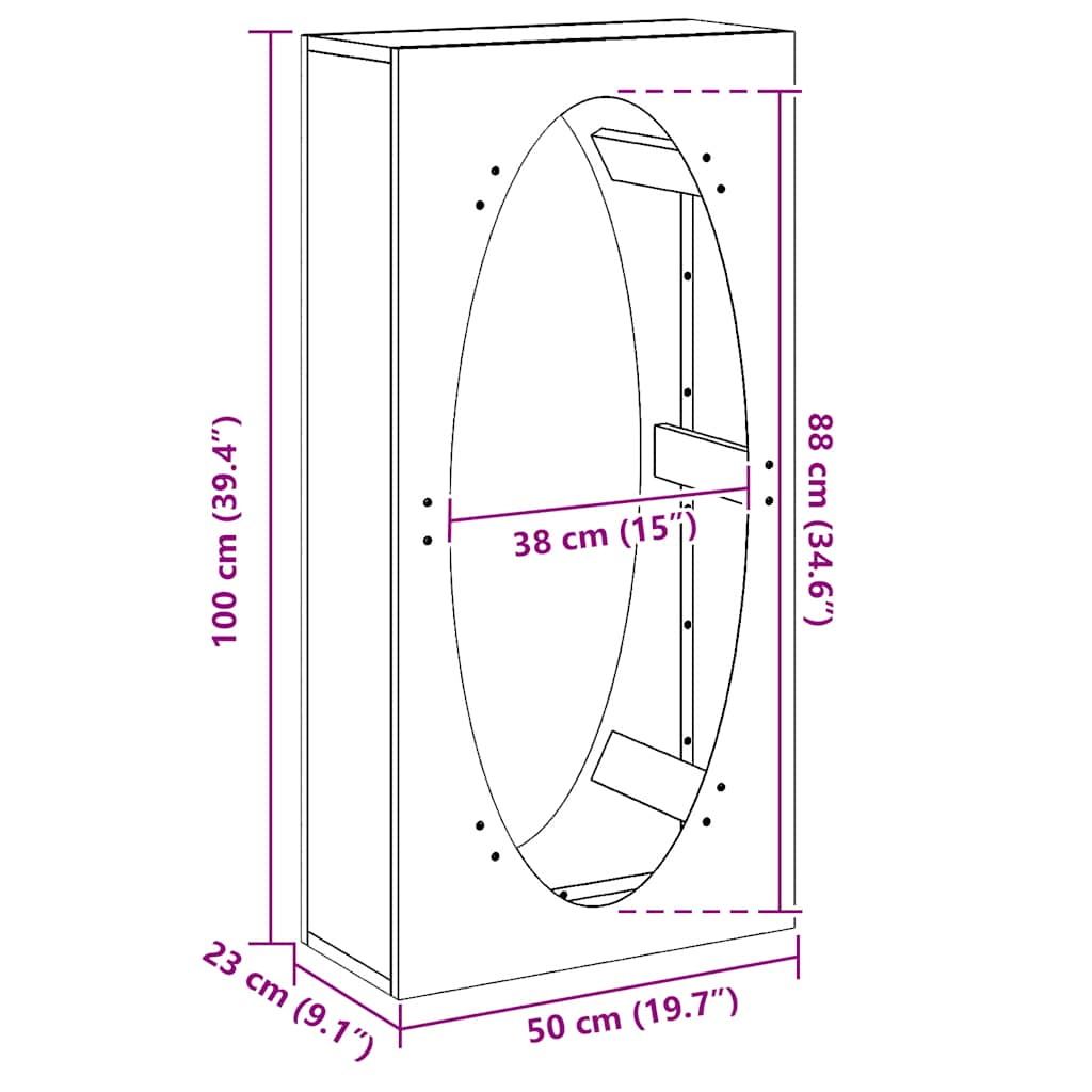 Vedställ svart 50x23x100 cm kallvalsat stål