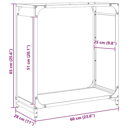 Vedställ svart 60x28x65 cm kallvalsat stål