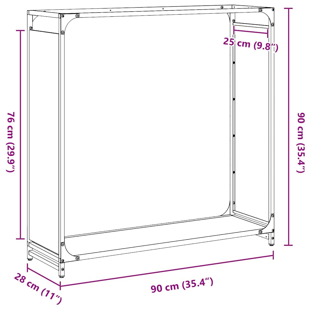 Vedställ antracit 90x28x90 cm kallvalsat stål