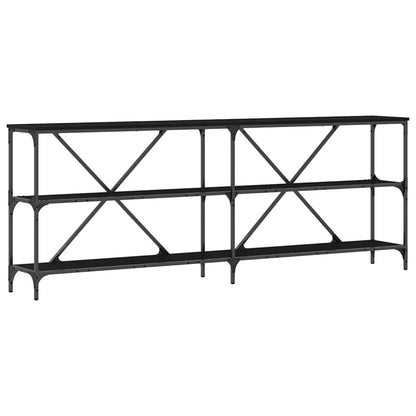 Konsolbord med hylla Svart Ek 200 x 30 x 75 cm Konstruerat trä