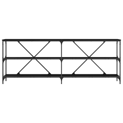 Konsolbord med hylla Svart Ek 200 x 30 x 75 cm Konstruerat trä