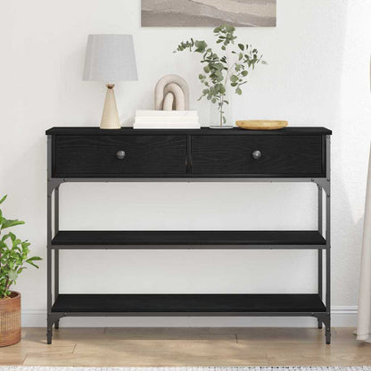 Konsolbord med låda Svart Ek 72,5 x 25 x 75 cm Konstruerat trä