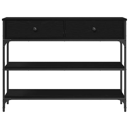 Konsolbord med låda Svart Ek 72,5 x 25 x 75 cm Konstruerat trä