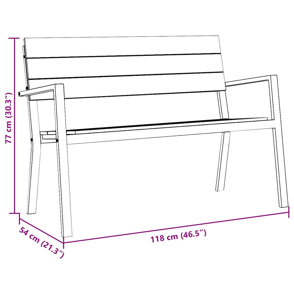 Trädgårdsbänk Brun 118 x 54 x 77cm Stål