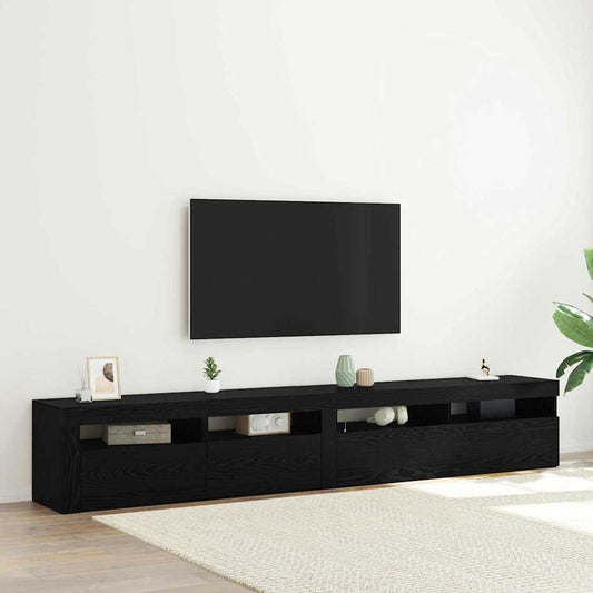 TV-skåp 2 pcs Svart Ek 240 x 35 x 40 cm Konstruerat trä