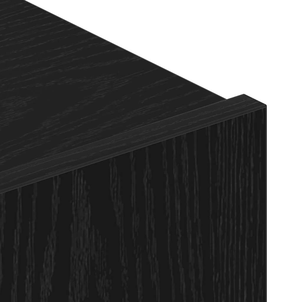 TV-bänkset Väggmonterad 3 pcs Svart Ek Konstruerat trä