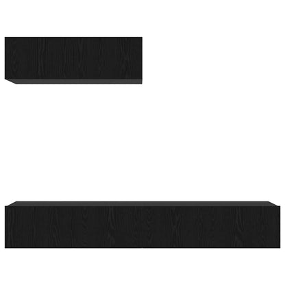 TV-bänkset Väggmonterad 3 pcs Svart Ek Konstruerat trä