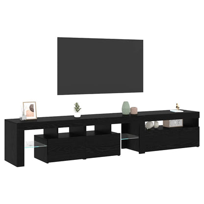 TV-skåp 2 pcs Svart Ek 215 x 36,5 x 40 cm Konstruerat trä