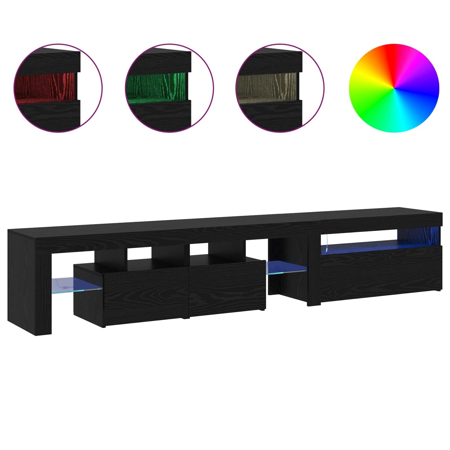 TV-skåp 2 pcs Svart Ek 215 x 36,5 x 40 cm Konstruerat trä