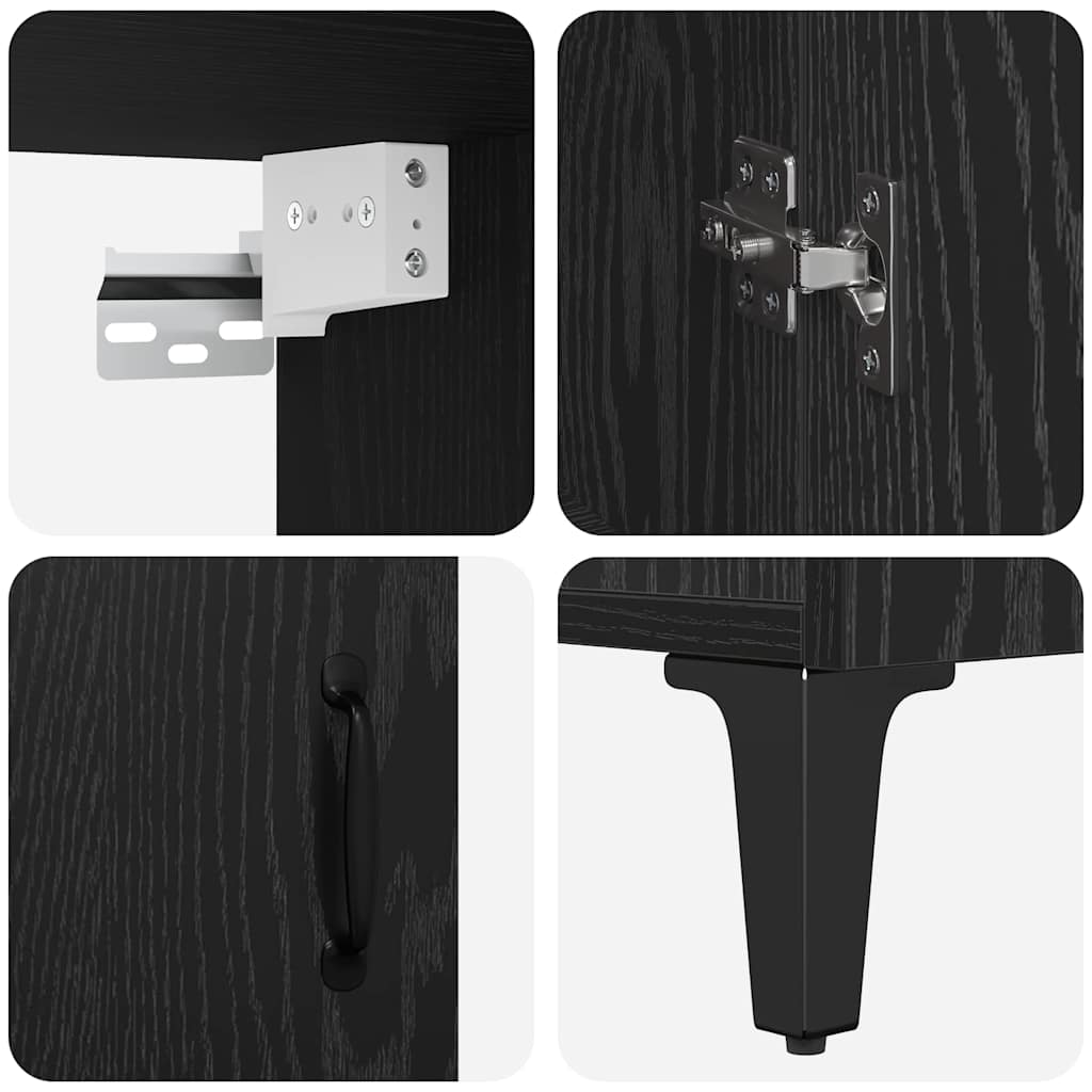 Skåp Svart Ek 69,5 x 32,5 x 180 cm Konstruerat trä