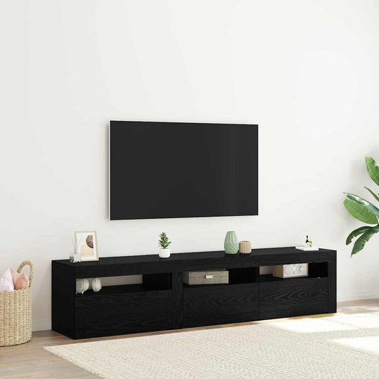 TV-skåp 2 pcs Svart Ek 180 x 35 x 40 cm Konstruerat trä