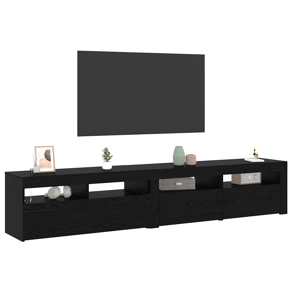 TV-skåp 2 pcs Svart Ek 210 x 35 x 40 cm Konstruerat trä