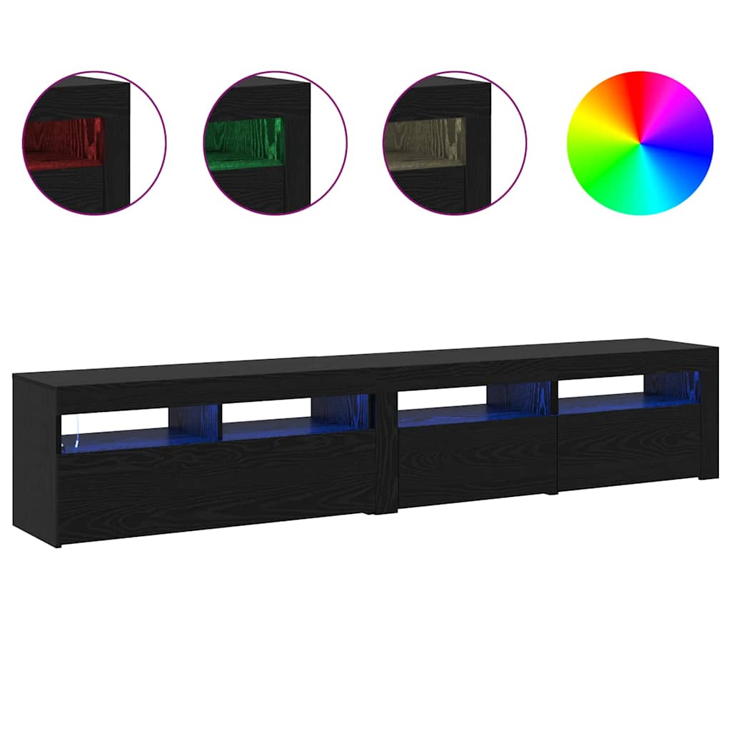 TV-skåp 2 pcs Svart Ek 210 x 35 x 40 cm Konstruerat trä