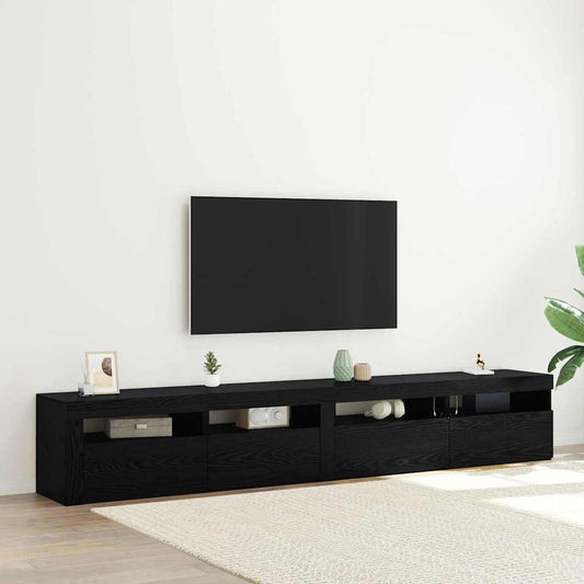 TV-bänkset 3 pcs Svart Ek 240 x 35 x 40 cm Konstruerat trä
