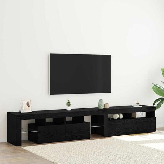 TV-skåp 2 pcs Svart Ek 230 x 36,5 x 40 cm Konstruerat trä