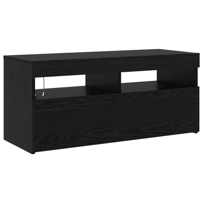 TV-skåp 2 pcs Svart Ek 230 x 36,5 x 40 cm Konstruerat trä