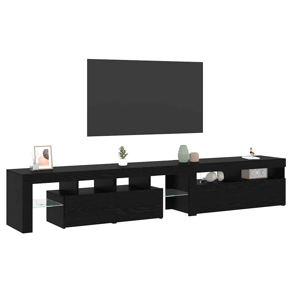 TV-skåp 2 pcs Svart Ek 230 x 36,5 x 40 cm Konstruerat trä