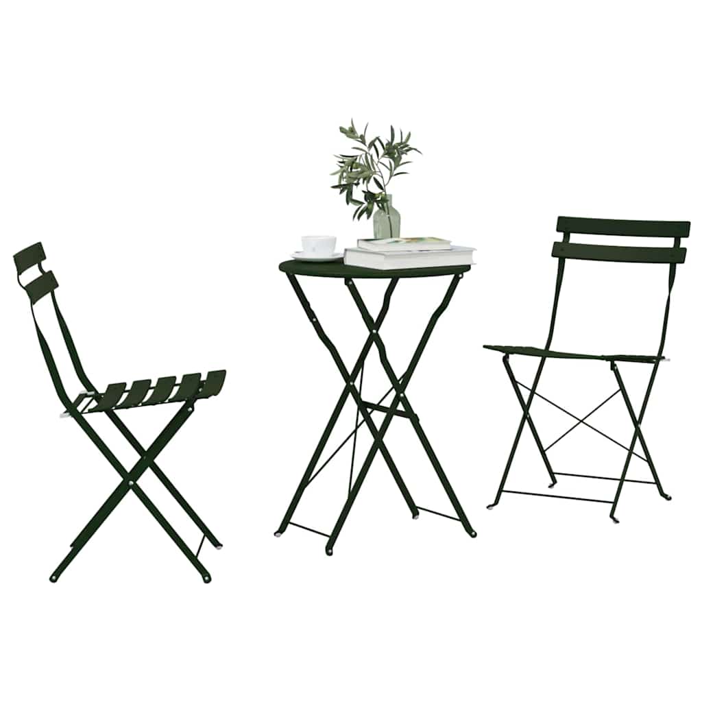 Fällbart bistroset 3 pcs Skog Stål
