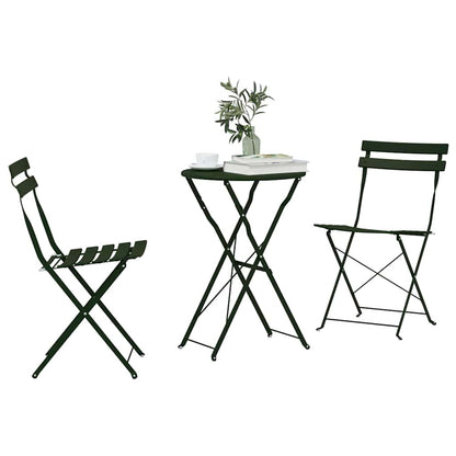 Fällbart bistroset 3 pcs Skog Stål