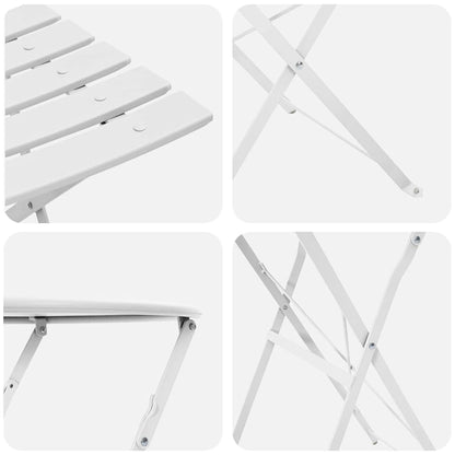 Fällbart bistroset 3 pcs Vit Stål