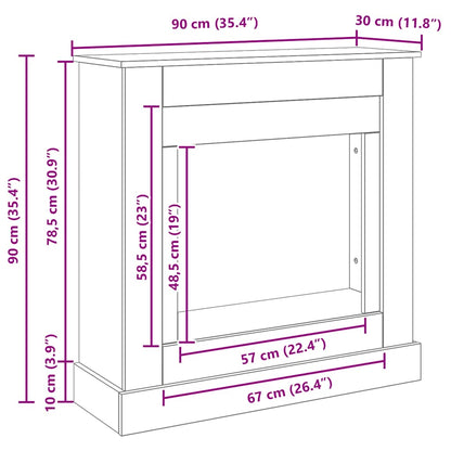 Öppen spis infattning svart ek 90x30x90 cm konstruerat trä