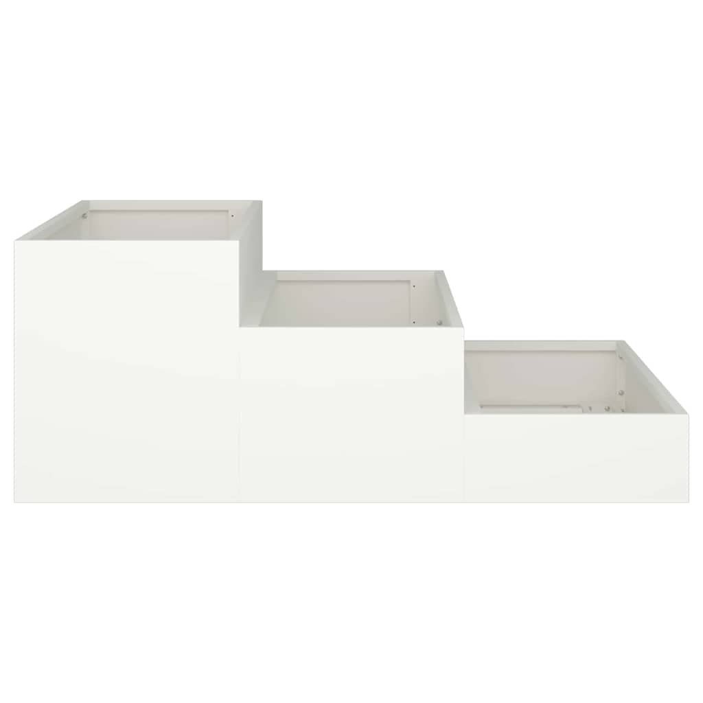 Trädgårdsplanterare Vit 90 x 90 x 35 cm Kallvalsat stål