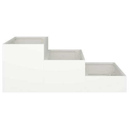 Trädgårdsplanterare Vit 90 x 90 x 35 cm Kallvalsat stål