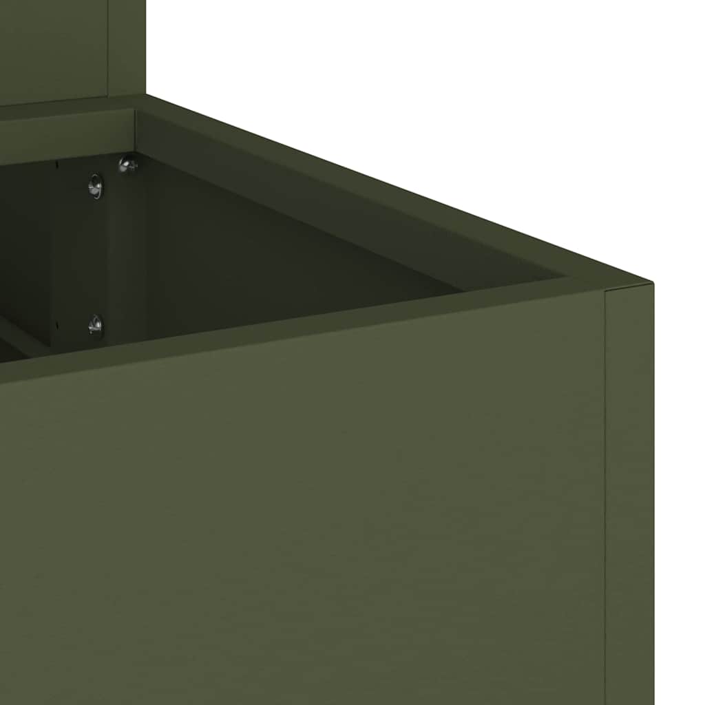 Trädgårdsplanterare Olivgrön 90 x 90 x 35 cm Kallvalsat stål
