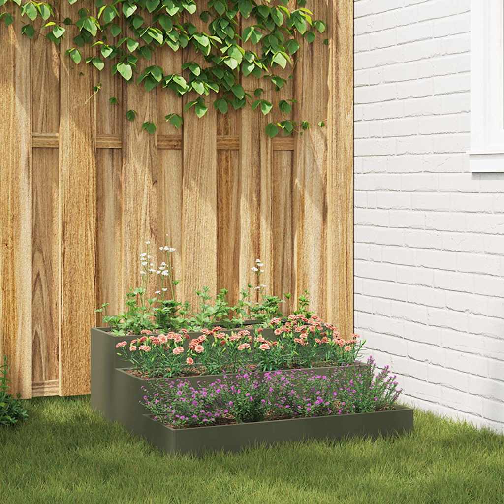 Trädgårdsplanterare Olivgrön 90 x 90 x 35 cm Kallvalsat stål