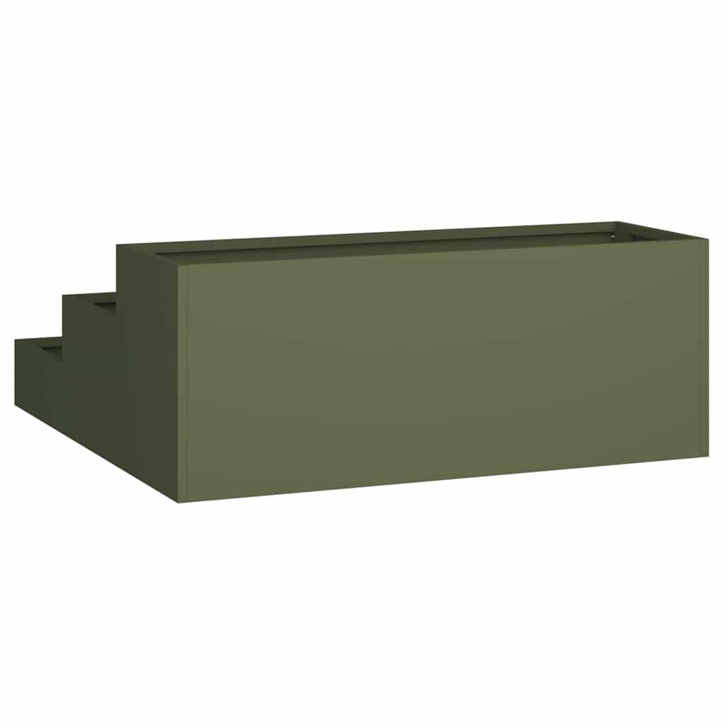 Trädgårdsplanterare Olivgrön 90 x 90 x 35 cm Kallvalsat stål