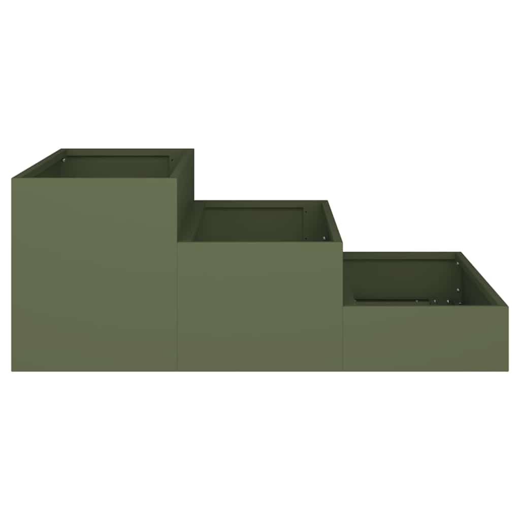 Trädgårdsplanterare Olivgrön 90 x 90 x 35 cm Kallvalsat stål
