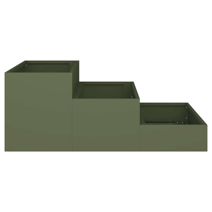 Trädgårdsplanterare Olivgrön 90 x 90 x 35 cm Kallvalsat stål