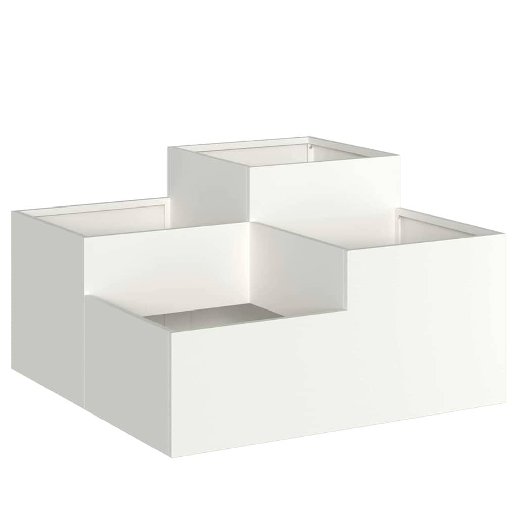 Trädgårdsplanterare Vit 100 x 100 x 48 cm Stål