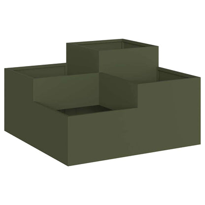 Trädgårdsplanterare Olivgrön 100 x 100 x 48 cm Stål