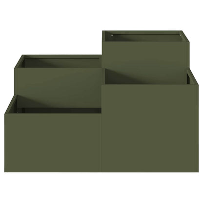 Trädgårdsplanterare Olivgrön 100 x 100 x 48 cm Stål