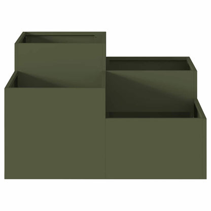 Trädgårdsplanterare Olivgrön 100 x 100 x 48 cm Stål