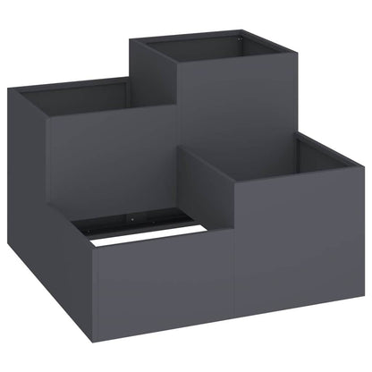 Trädgårdsplanterare Antracit 80 x 80 x 60 cm Stål