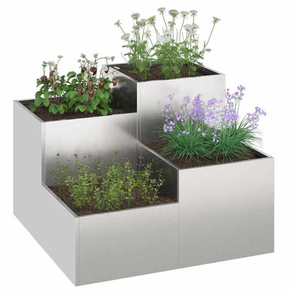 Trädgårdsplanterare Silver 80 x 80 x 60 cm Rostfritt stål