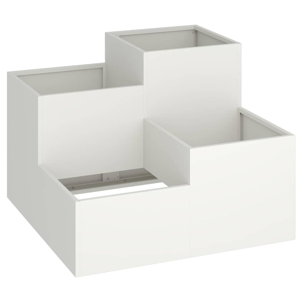 Trädgårdsplanterare Vit 100 x 100 x 60 cm Stål