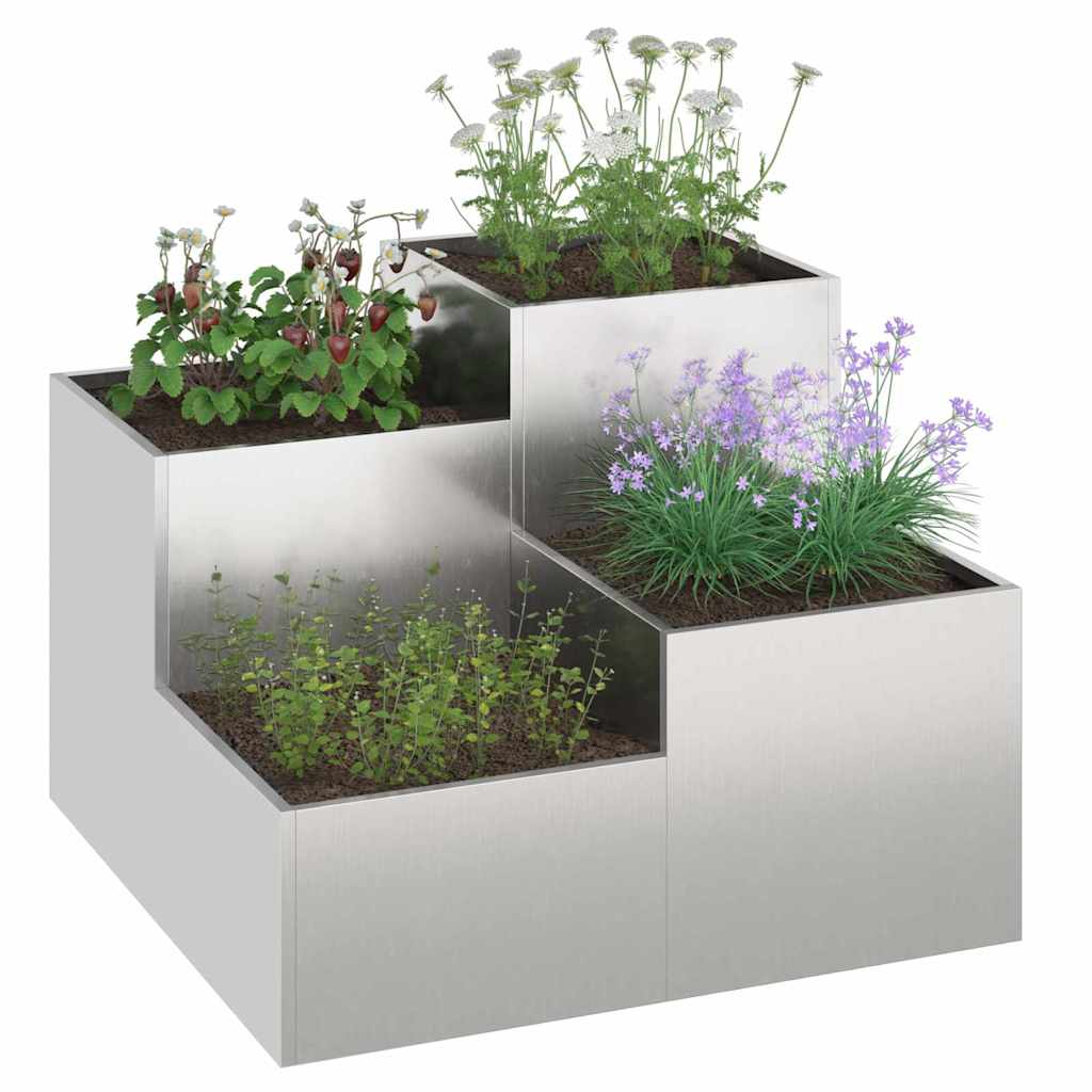 Trädgårdsplanterare Silver 100 x 100 x 60 cm Rostfritt stål