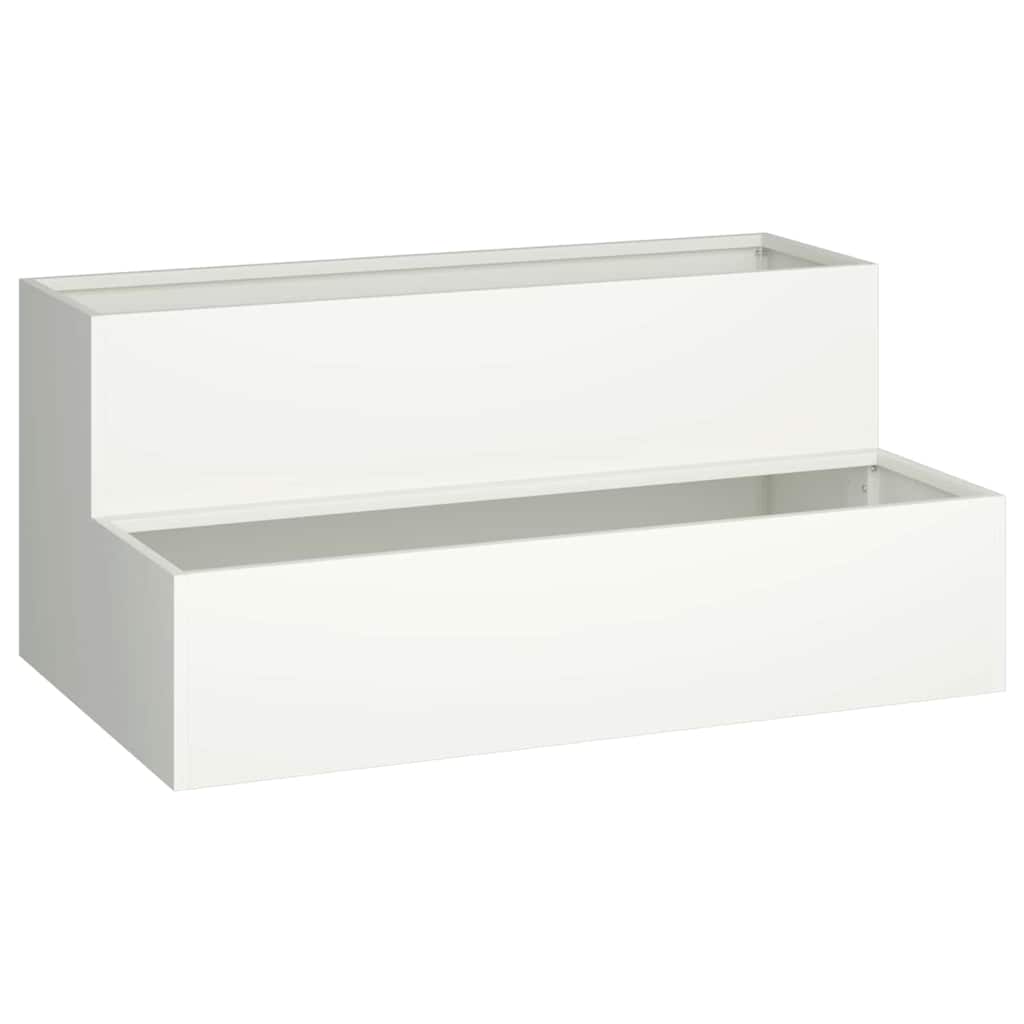 Trädgårdsplanterare Vit 100 x 60 x 45 cm Kallvalsat stål