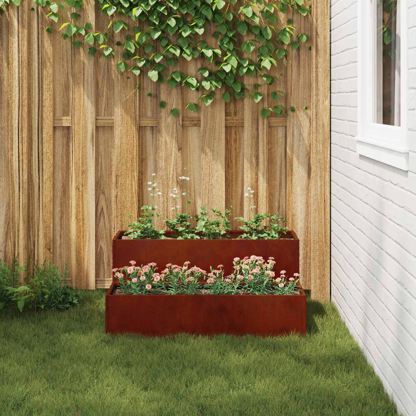 Trädgårdsplanterare Rostig 100 x 60 x 45 cm Väderbeständig stål