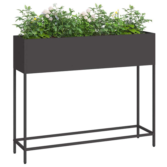 Höjdträdgårdsplanterare Svart 100 x 26 x 82 cm Stål