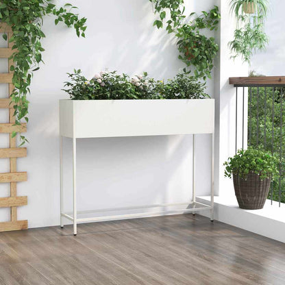 Höjdträdgårdsplanterare Vit 100 x 26 x 82 cm Stål