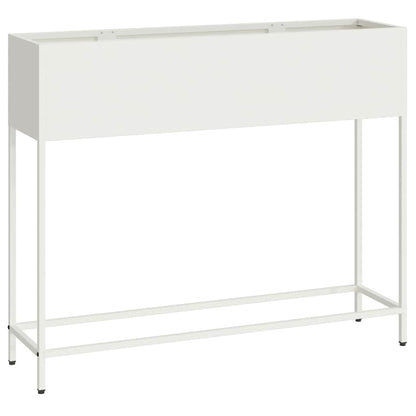 Höjdträdgårdsplanterare Vit 100 x 26 x 82 cm Stål