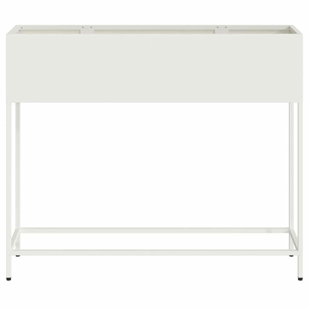 Höjdträdgårdsplanterare Vit 100 x 26 x 82 cm Stål