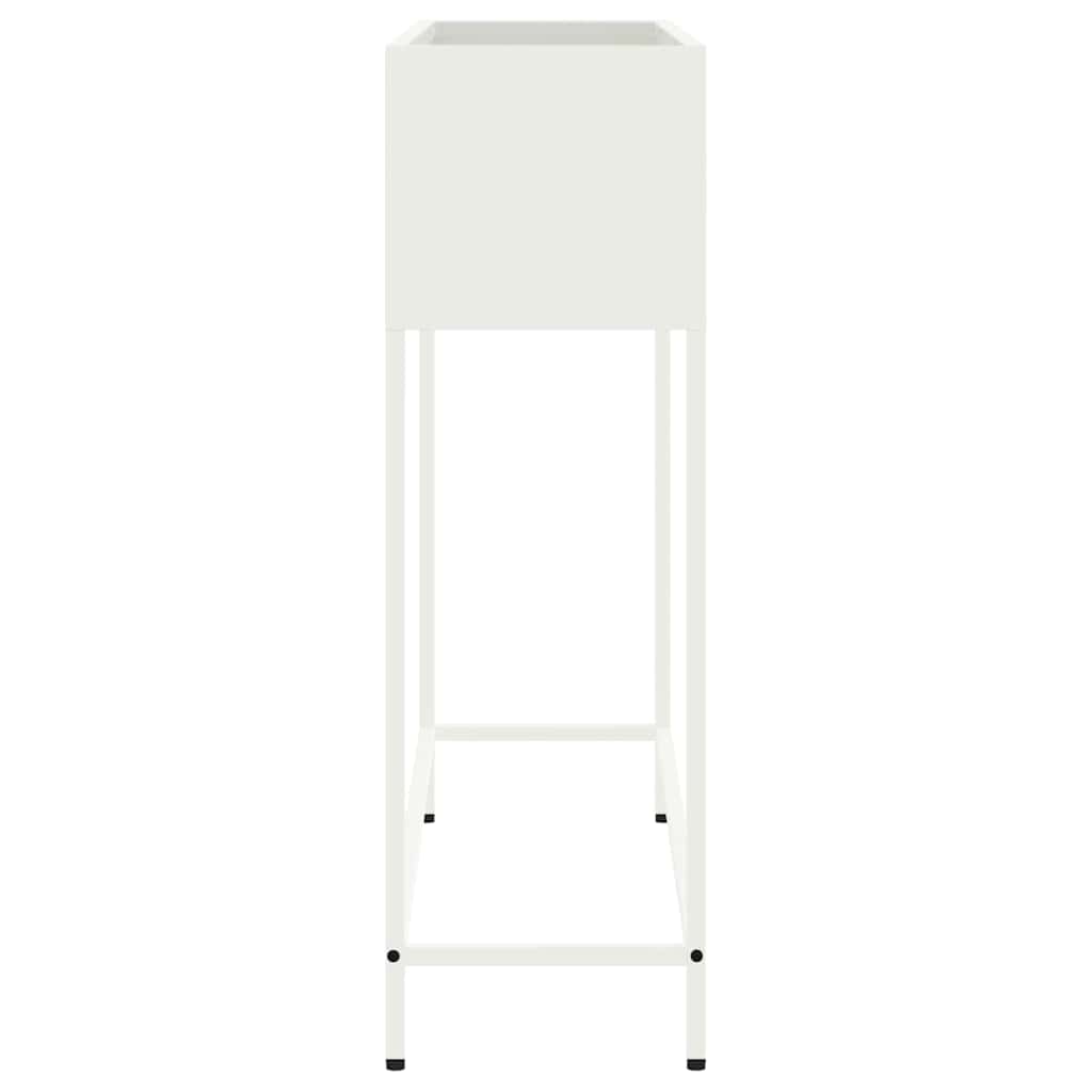 Höjdträdgårdsplanterare Vit 100 x 26 x 82 cm Stål