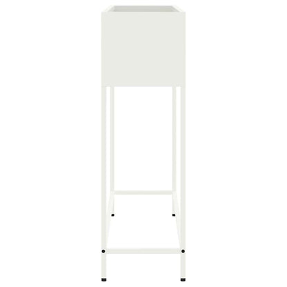 Höjdträdgårdsplanterare Vit 100 x 26 x 82 cm Stål