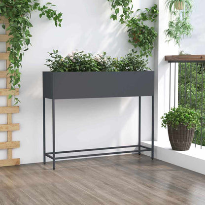 Höjdträdgårdsplanterare Antracit 100 x 26 x 82 cm Stål