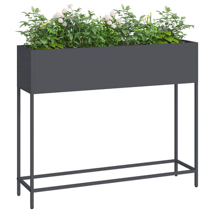 Höjdträdgårdsplanterare Antracit 100 x 26 x 82 cm Stål